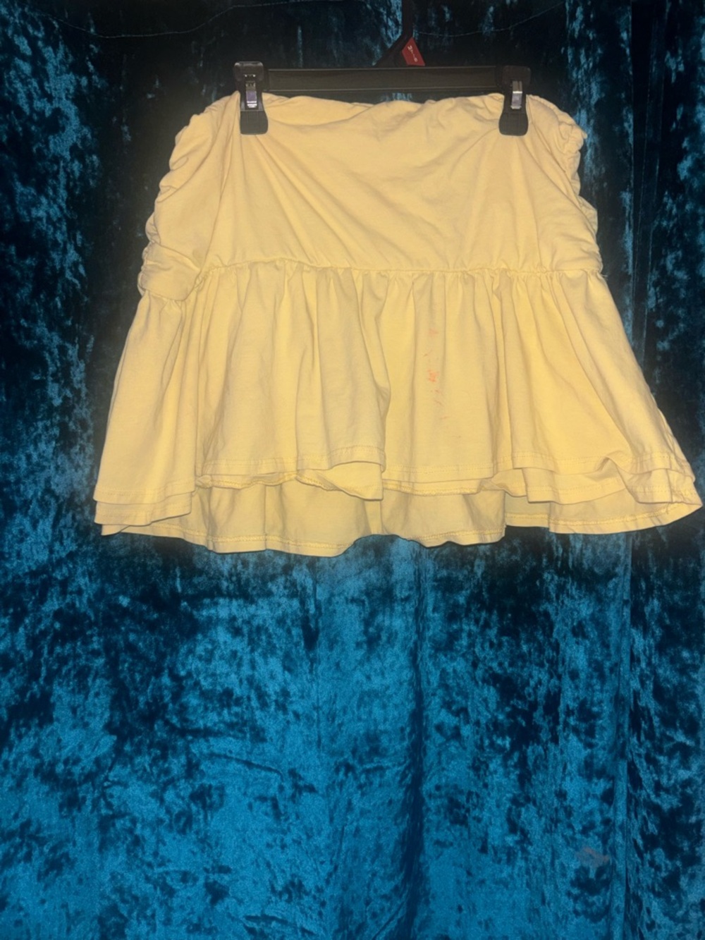 Fashion Nova Pale Yellow Tiered Ruffle Mini Skirt